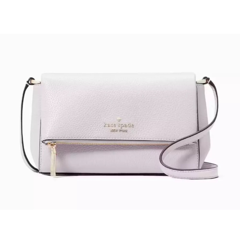 New Kate Spade Leila Mini Zip Crossbody Pebble Leather Lilac Moonlight - Picture 3 of 5